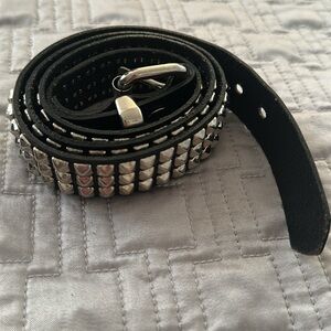 Black Leather Studded Belt
